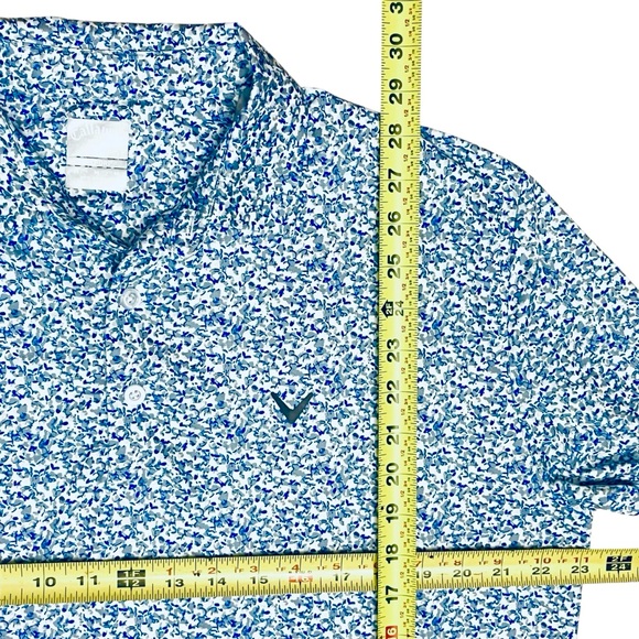 Callaway Men's Opti Dri Golf Polo Blue Abstract Floral Shirt Sz M - Picture 9 of 11